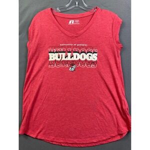 Russell University of Georgia Bulldogs Red Sleeveless V-Neck Graphic Tee Small